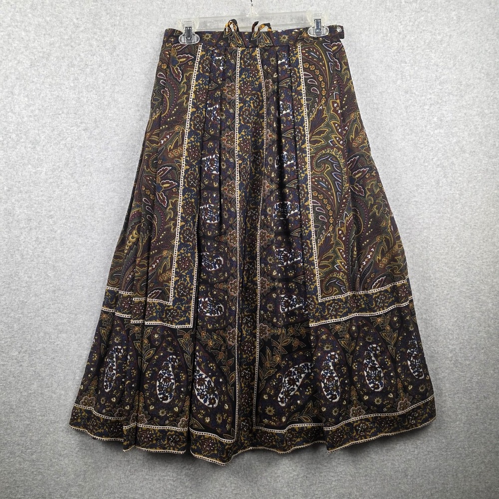 Vintage Wenger Austrian Style Skirt Womens 38 Brown Wool Paisley‎ Midi 80s